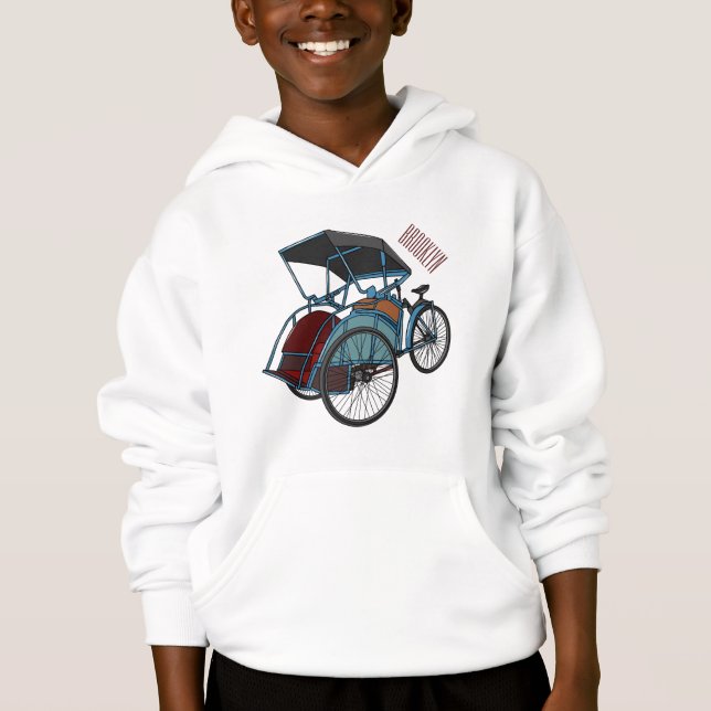 Cycle Rickshaw Cartoon Illustration Hoodie (Vorderseite)