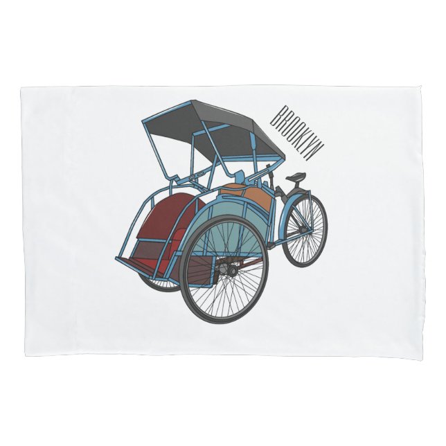 Cycle Rickshaw Cartoon Illustration Kissenbezug (Vorderseite)