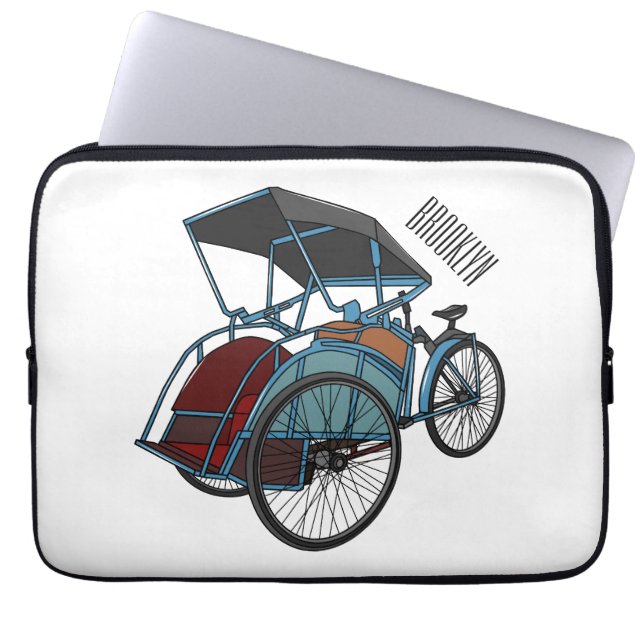 Cycle Rickshaw Cartoon Illustration Laptopschutzhülle (Vorderseite)