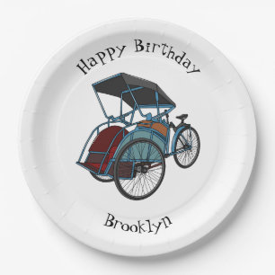 Cycle Rickshaw Cartoon Illustration Pappteller