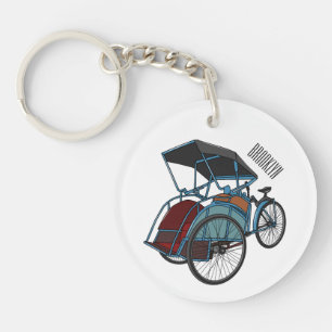 Cycle Rickshaw Cartoon Illustration Schlüsselanhänger