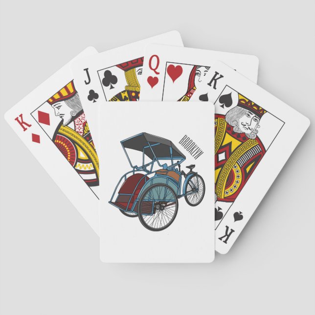 Cycle Rickshaw Cartoon Illustration Spielkarten (Rückseite)