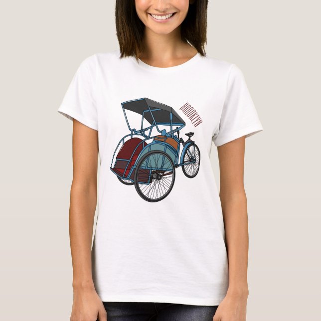 Cycle Rickshaw Cartoon Illustration T-Shirt (Vorderseite)