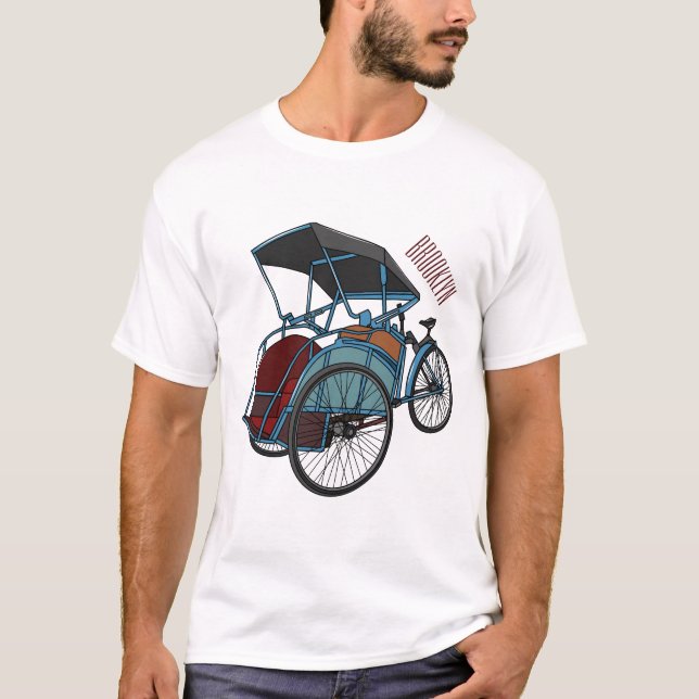 Cycle Rickshaw Cartoon Illustration T-Shirt (Vorderseite)