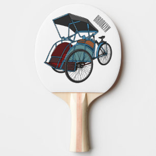 Cycle Rickshaw Cartoon Illustration Tischtennis Schläger