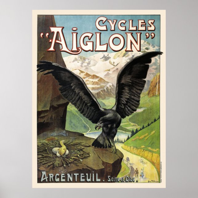 Cycles Aiglon Vintag Advertising Poster Frankreich (Vorne)