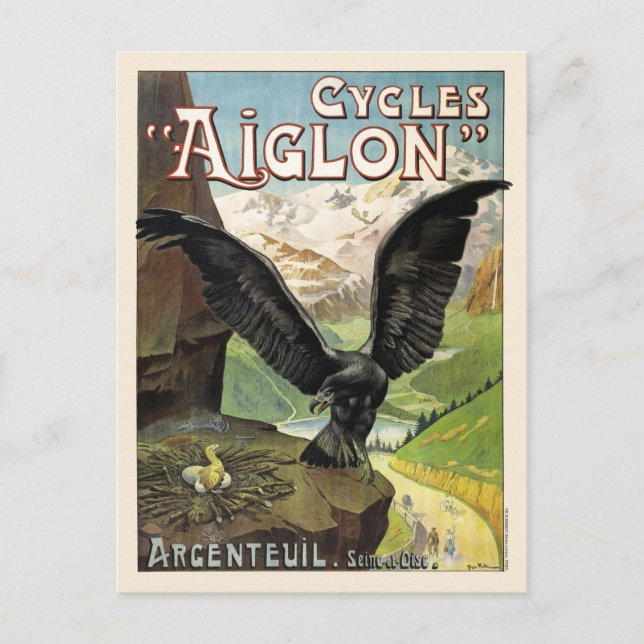 Cycles Aiglon Vintag Advertising Poster Frankreich Postkarte (Vorderseite)