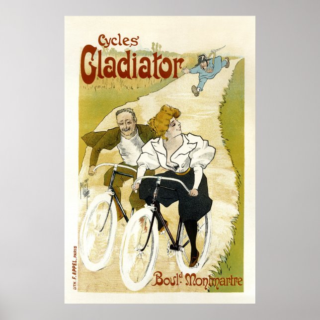Cycles Gladiator Amusing Vintage französische Werb Poster (Vorne)