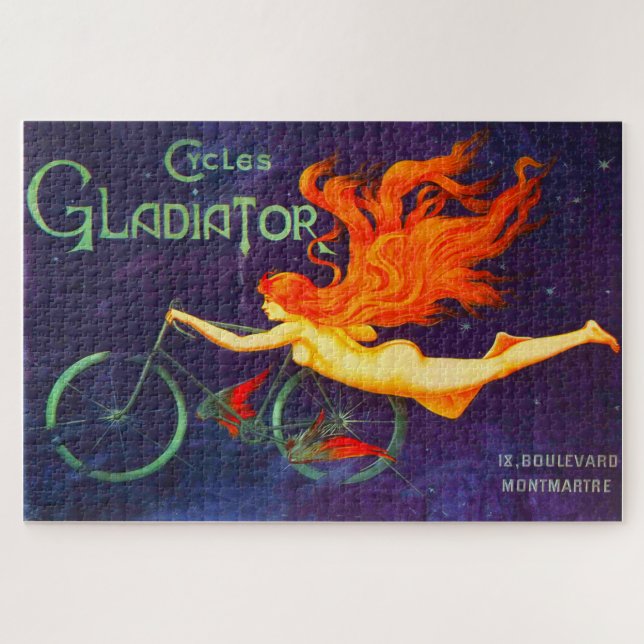Cycles Gladiator Vintag French Cycling Ad Poster Puzzle (Horizontal)