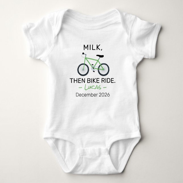 Cycling Baby Shower Milk Then Bike Ride - Biking Strampler (Vorderseite)