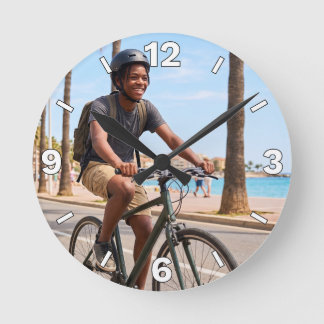 Cycling Beach Bicycle Ride Outdoor Vacation Decor Runde Wanduhr