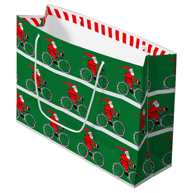 Cycling Bicycle Christmas Holiday Große Geschenktüte (Vorderseite Schrägansicht)