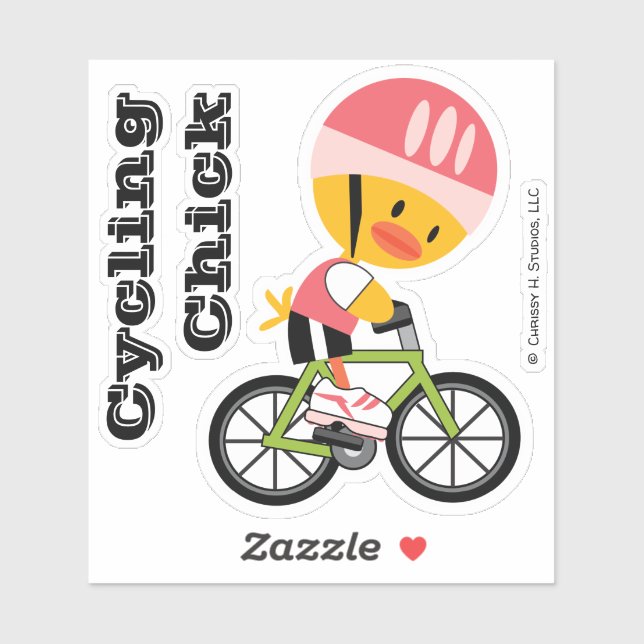 Cycling Chick Custom-Cut Vinyl Sticker (Blatt)