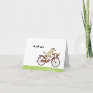 Cycling Dog and Squirrel   Cute Thank You Cards Dankeskarte
