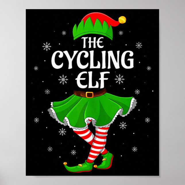 Cycling Elf Christmas Family Girls Women Elf Squad Poster (Vorne)