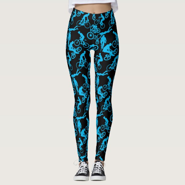 Cycling Freestyles Pattern.b x4 Black BG Leggings (Vorderseite)