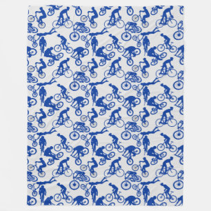 Cycling Freestyles Pattern.w x4 OffWhite BG Fleecedecke