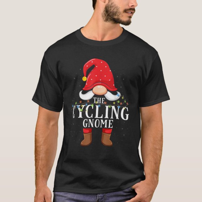 Cycling Gnome Matching Christmas Family Pajama  T-Shirt (Vorderseite)