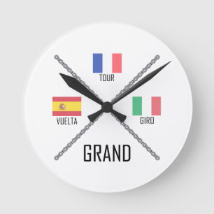 Cycling Grand Tours Runde Wanduhr