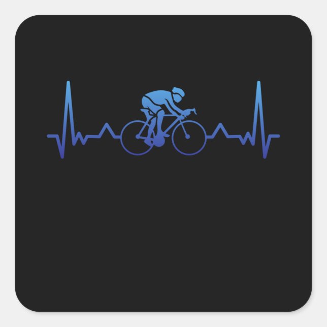 Cycling Heartbeat Cyclist Cycle Gift Quadratischer Aufkleber (Vorderseite)