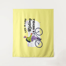 Cycling Life Graphic Design Wandteppich