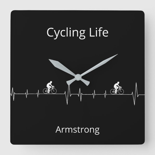 Cycling Life, Heartbeat anpassbar Quadratische Wanduhr (Vorderseite)