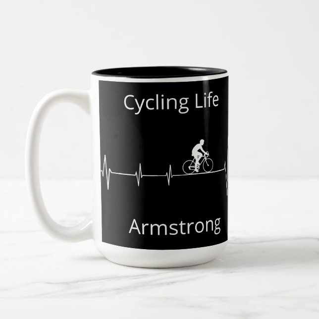 Cycling Life, Heartbeat anpassbar Zweifarbige Tasse (Links)