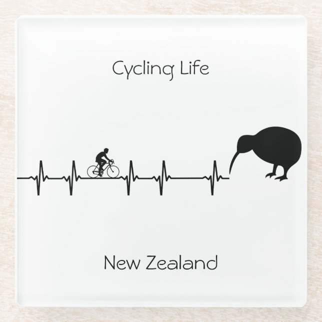 Cycling Life, Neuseeland anpassbar Glasuntersetzer (Vorderseite)