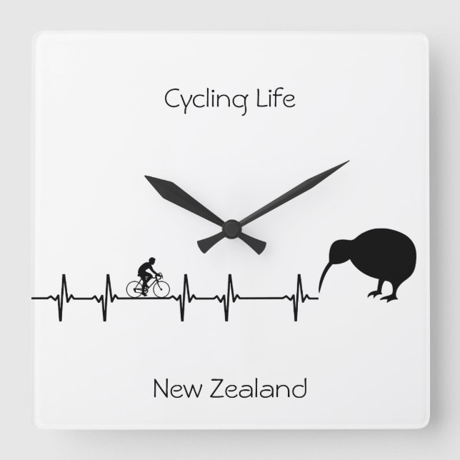 Cycling Life, Neuseeland anpassbar Quadratische Wanduhr (Vorderseite)