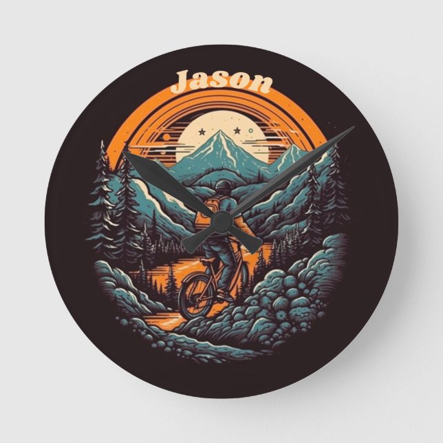 Cycling Life, Retro anpassbar Runde Wanduhr (Vorderseite)