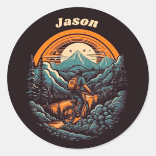 Cycling Life, Retro anpassbar Runder Aufkleber