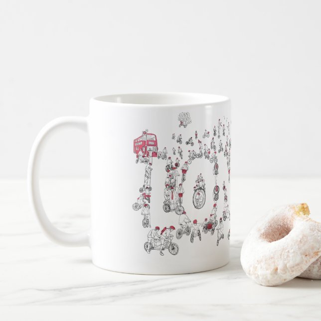 Cycling London Covid19 Lockdown Funny Word Art Kaffeetasse (Mit Donut)