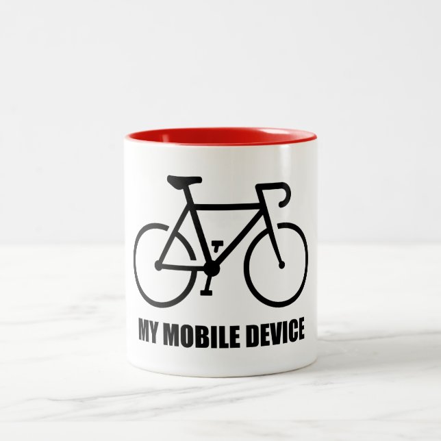 Cycling, mein mobiles Gerät Zweifarbige Tasse (Mittel)