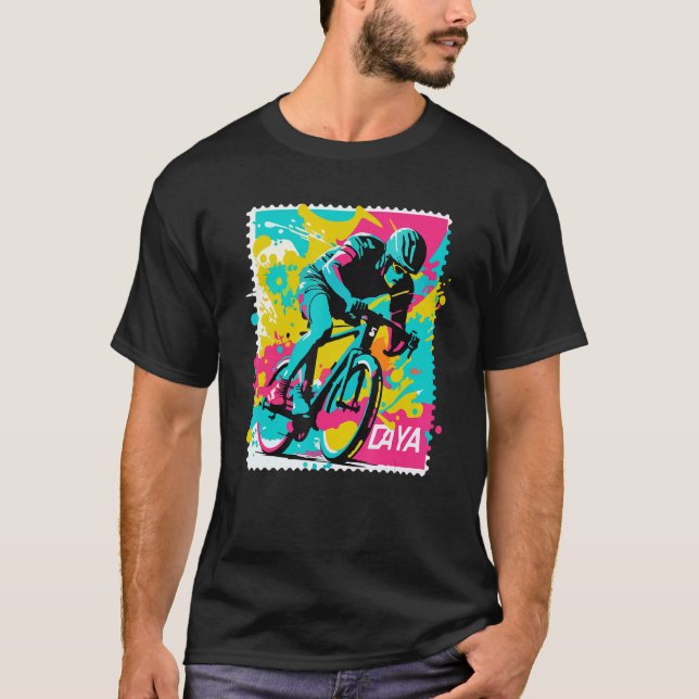 Cycling racing bike rider stamp cool cyclist T-Shirt (Vorderseite)