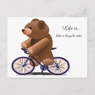 Cycling Teddy Bear Print Postkarte