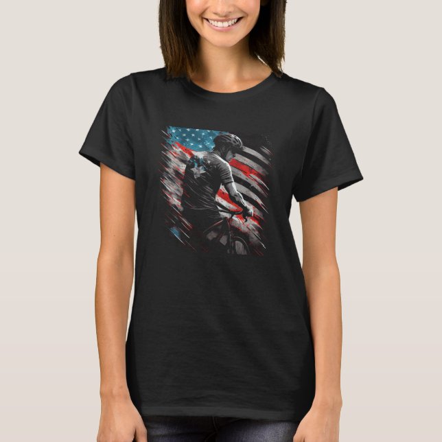 Cycling US Flag Cycle Graphic Tees Men Women Boys  (Vorderseite)