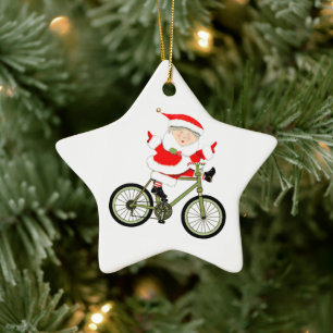 Cyclist Christmas Biking Keramikornament