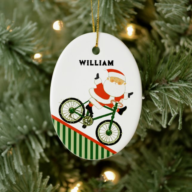 Cyclist Christmas Collectible Ceramic Ornament (Baum)
