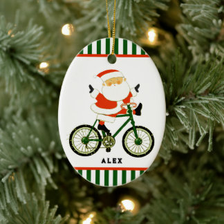 Cyclist Christmas Collectible Keramik Ornament