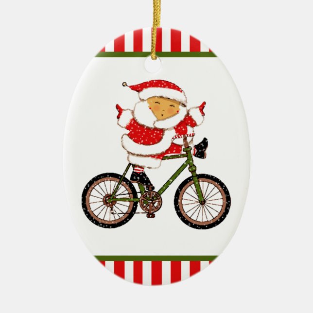Cyclist Christmas Collectible Keramik Ornament (Vorne)