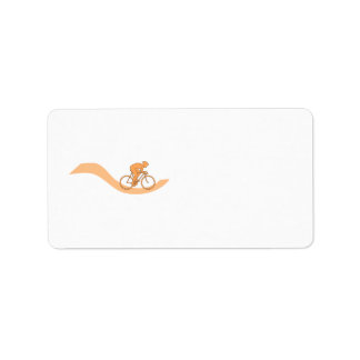 Cyclist Design in Orange. Adressaufkleber
