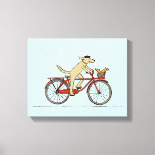 Cyclist Dog with Squirrel Friend - Fun Animal Art Leinwanddruck