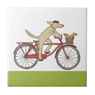 Cyclist Hund mit Eichhörnchenfreund - Fun Animal  Fliese