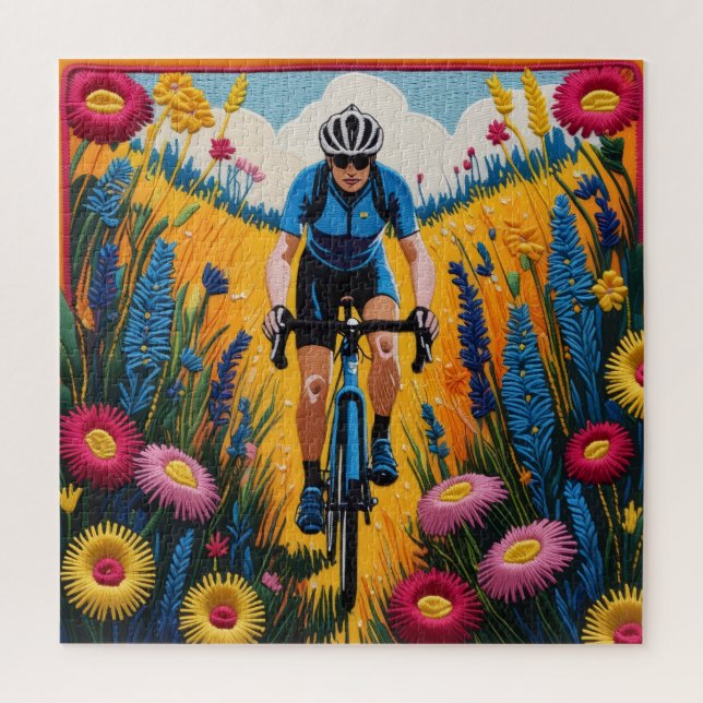 Cyclist in Bloom Puzzle (Vertikal)