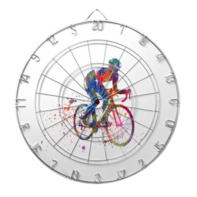 Cyclist racer in watercolor dartscheibe (vorne)