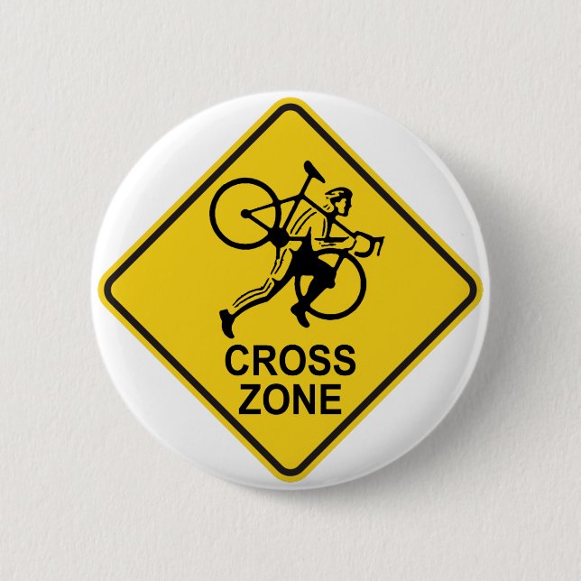 Cyclocross Zone Road Sign Button (Vorderseite)