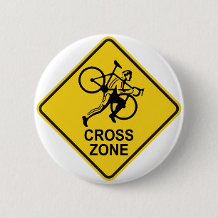 Cyclocross Zone Road Sign Button