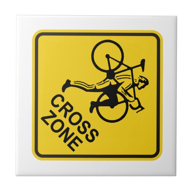 Cyclocross Zone Road Sign Fliese (Vorderseite)