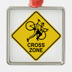 Cyclocross Zone Road Sign Ornament Aus Metall