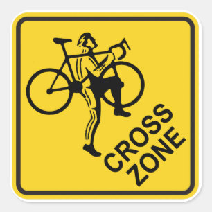 Cyclocross Zone Road Sign Quadratischer Aufkleber